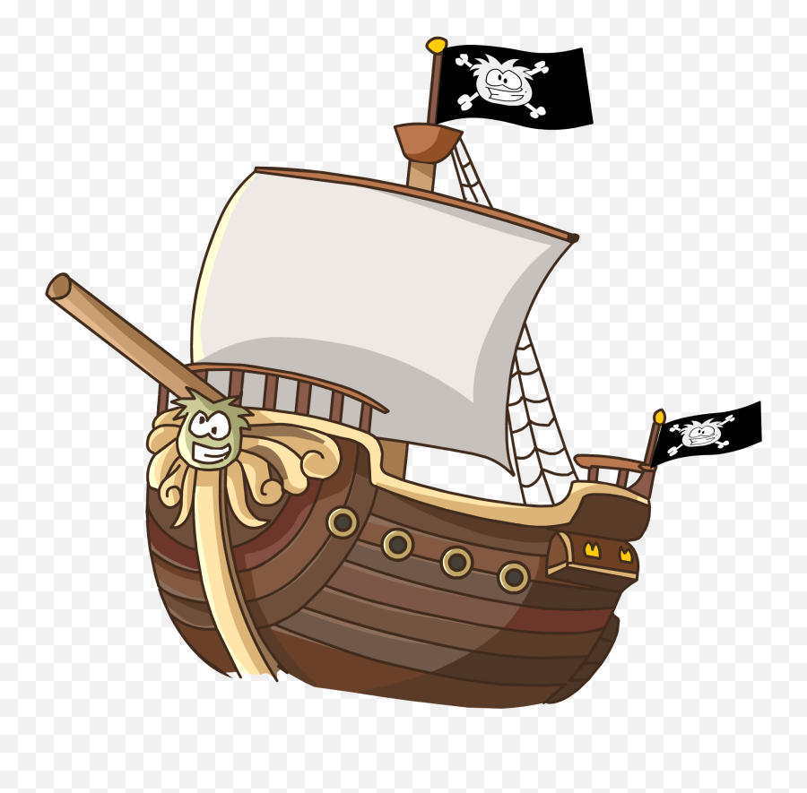 Sailing Ship Clipart Animated - Pirate Ship Cartoon Png Emoji,Yacht Emoji