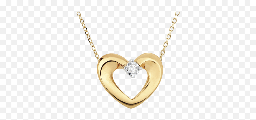 Yellow Gold And Diamond Enchanted Heart Necklace Edenly Emoji,Emotions Swarovski Pendant