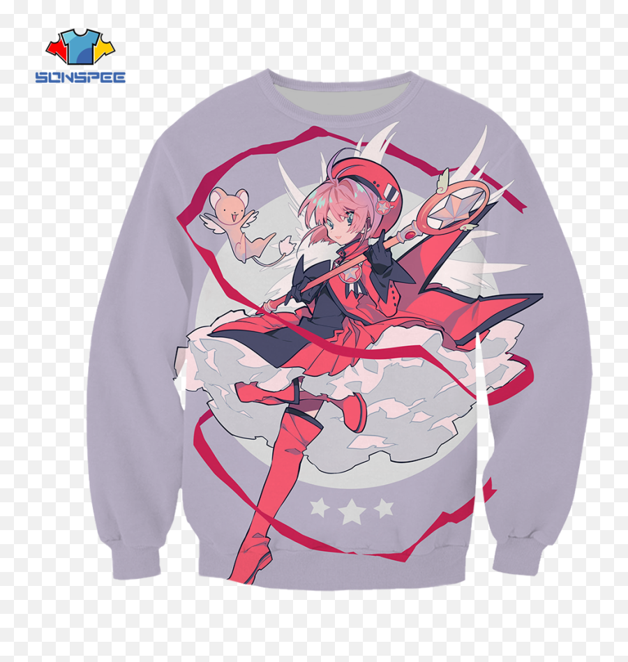 Sonspee 3d Magic Kinomoto Sakura Anime Sweatshirt New Men Emoji,3d Non Descript Emotion Animation