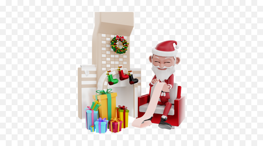 Premium Santa Claus Celebration Christmas In Home 3d Emoji,Santa Emoji Svg