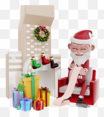 Premium Santa Claus Celebration Christmas In Home 3d Emoji,Santa Emoji Svg