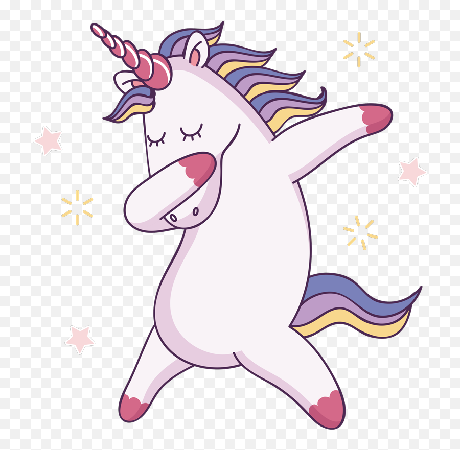 Dancing Funny Unicorn Illustration Wall Art - Unicorn Sticker Emoji,Starry Eyes Emoji