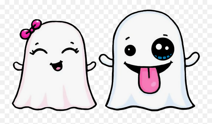 Ghost Couple Art Print - Cute Ghost Couple Drawing Emoji,Ghost Emoji Pillows