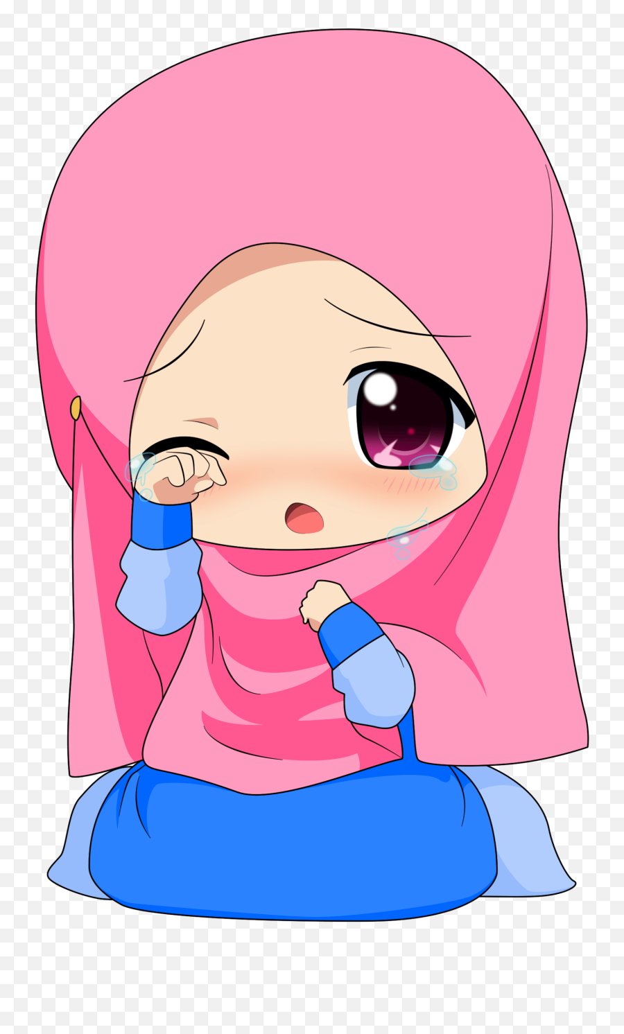 Inilah Gambar Kartun Sedih Dan Kecewa - Anime Chibi Muslimah Emoji,Emoticon Nangis Bergerak