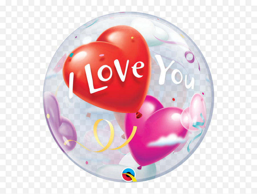 I Love You Hearts Bubbles Balloon - Qualatex Bubble I Love You Emoji,Emoji Heart Balloons