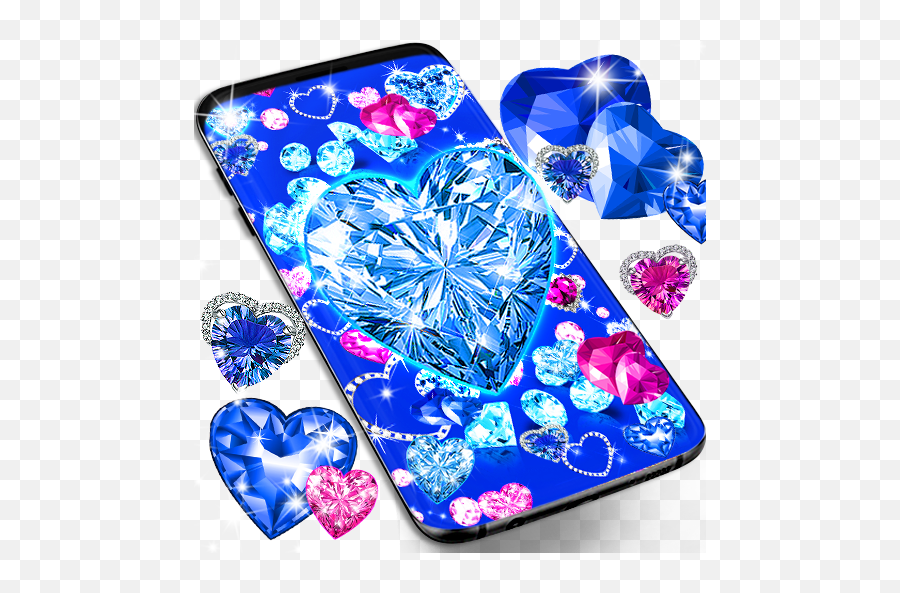 Blue Hearts Crystal Diamonds Live Wallpaper - App Su Google Play Diamond Wallpaper Blue Heart Emoji,Blue Hearts Emoji