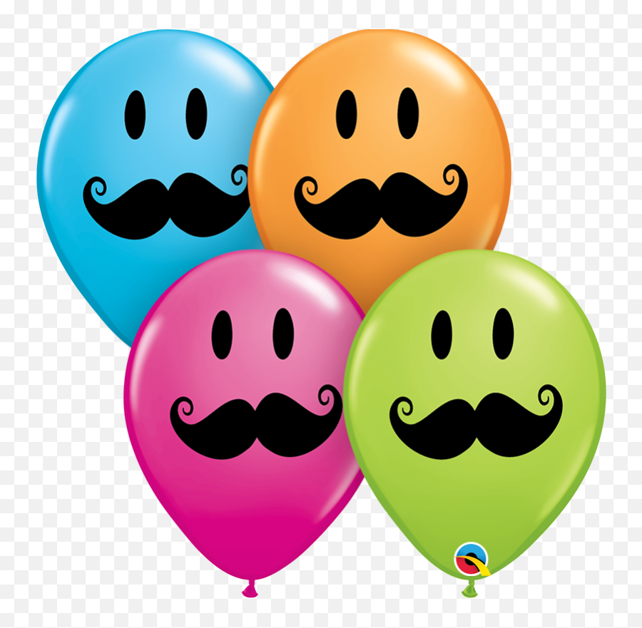 11 Inch Printed Assorted Emoji Smiley Face Mustache Qualatex Latex Balloon Uninflated,Balloons Emoji