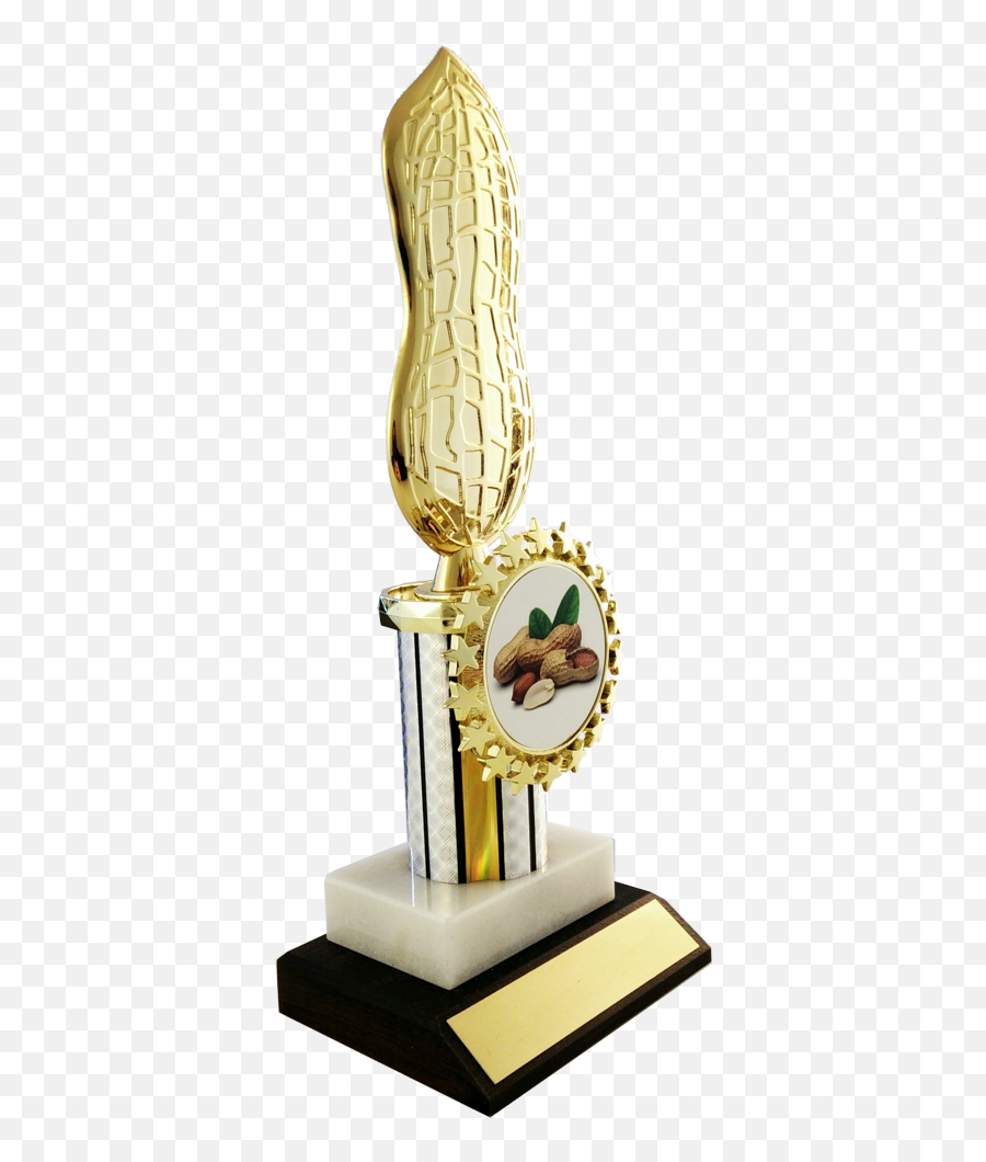 Metal Peanut With Column On Wood Slant Base - Trophy Emoji,Patrick Steware Emoji Movie