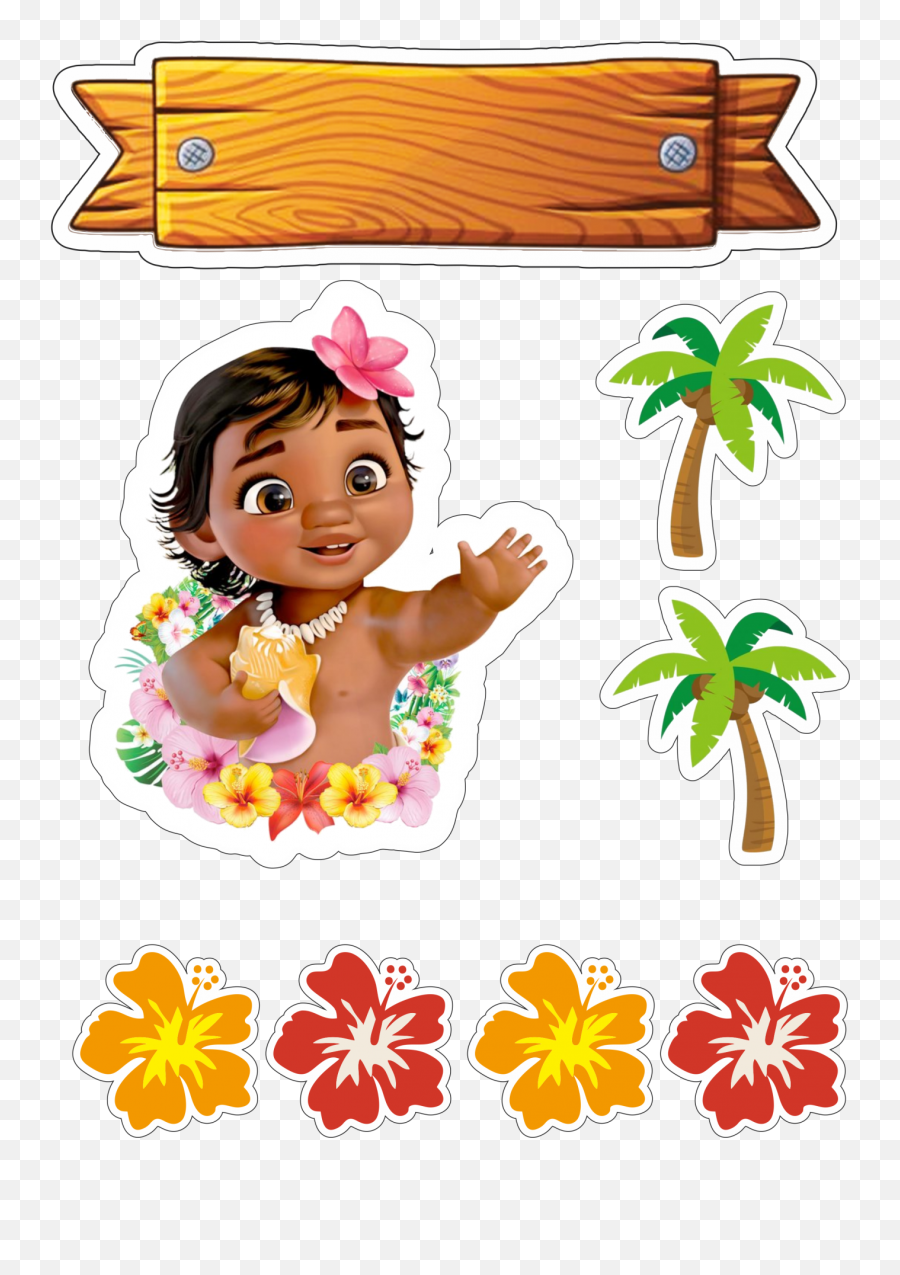 Fiesta De Moana Decoracion Fiesta - Flor Moana Baby Png Emoji,Bizcochos Con Decoraciones De Emojis