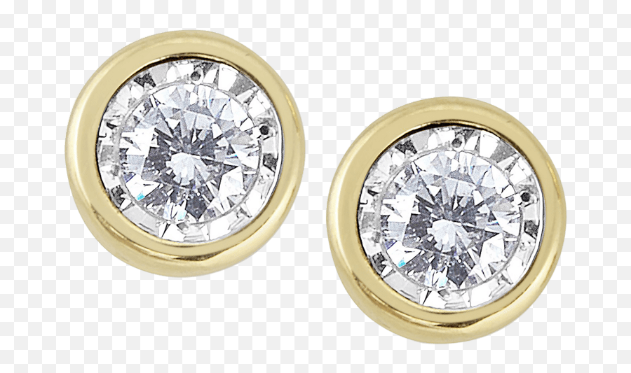 4 Ctw Round Diamond Bezel Stud Earrings - Solid Emoji,Emoji Earrings