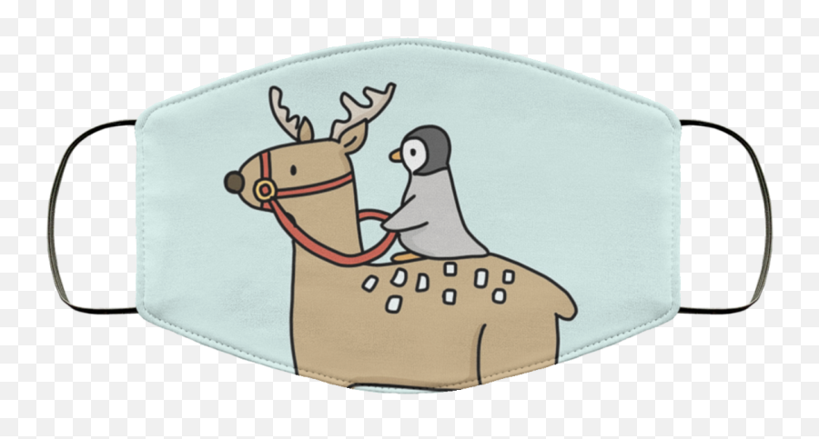 Penguin Riding A Reindeer Face Mask - Handbag Style Emoji,Penguin Shirt Emoji