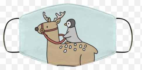 Penguin Riding A Reindeer Face Mask - Handbag Style Emoji,Penguin Shirt Emoji