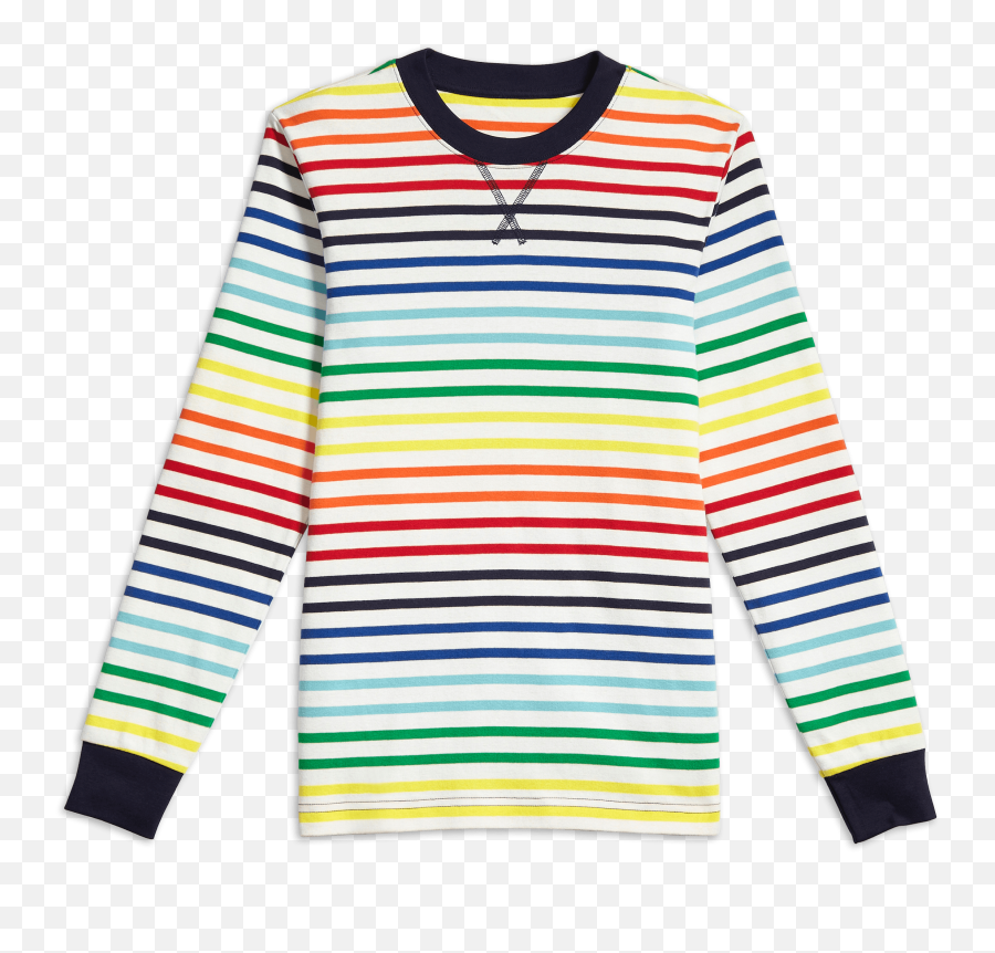 Primary Kids Unisex Rainbow Striped Super Soft Cotton Pajama - Striped Shirt Muji Men Emoji,Soft Pj Pants Emojis