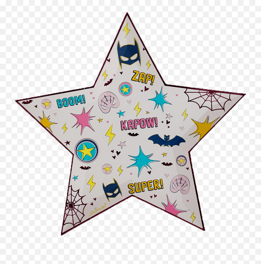 Superhero Star - Large Plates 8pcs Great Pretenders Emoji,Superhero Emotion Cards