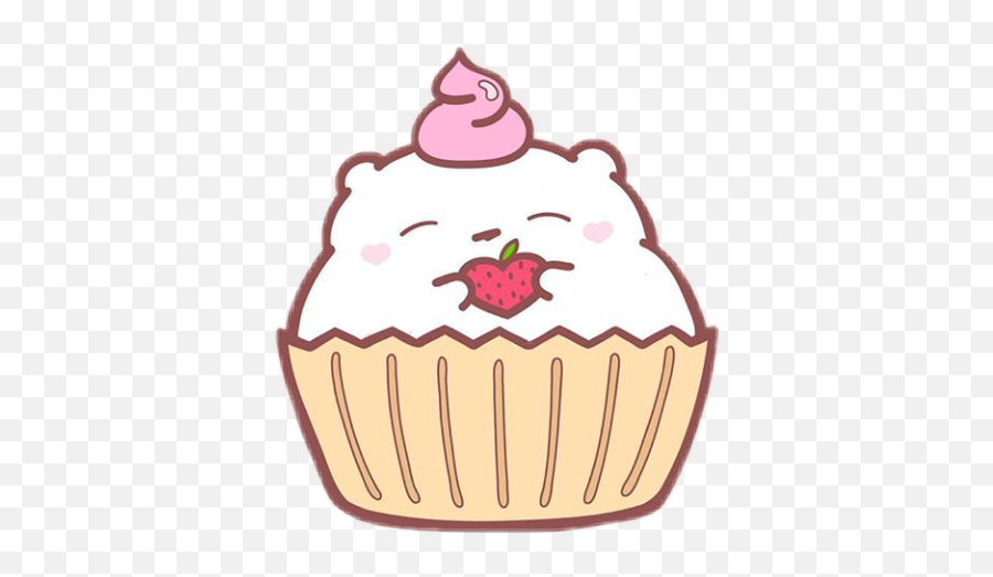 Kawaii Cream Cake Cupcake Sticker By Miku Yang - Baking Cup Emoji,Twitter Cake Emoticon