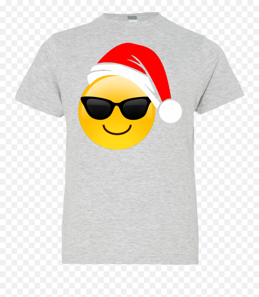 Emoji Christmas Shirt Cool Sunglasses Santa Hat Family Set - Short Sleeve,Cool Guy Emoticon Putting On Sunglasses
