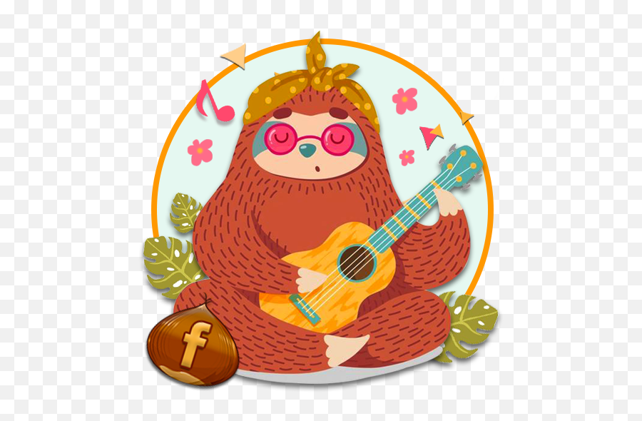 Cute Guitar Sloth Themes Hd Wallpapers - Sloth Playing A Guitar Emoji,Sloth Emoji Android