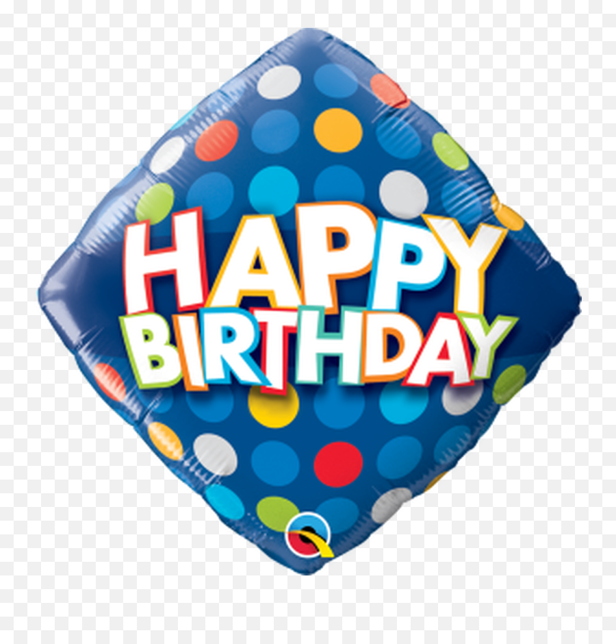 Birthday Blue Colourful Dots Foil - Diamond Shape Balloon Clipart Emoji,Emoji Balloons For Sale