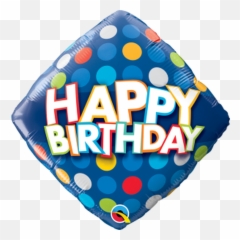 Birthday Blue Colourful Dots Foil - Diamond Shape Balloon Clipart Emoji,Emoji Balloons For Sale