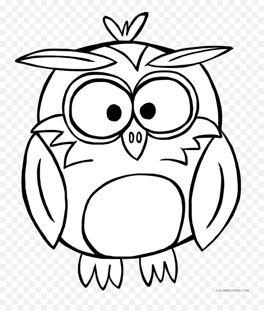 Owl Outline Coloring Pages Forest Mountain Habitat Doodles - Black And White Clipartowl Emoji,Doodle Monster Emotions