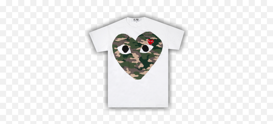 Comme Des Garçons Play Camo Heart Logo Tee U0027whiteu0027 Emoji,Black Cdg Heart Emoji