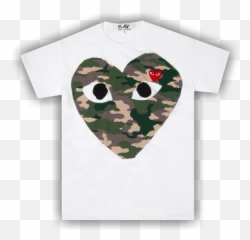 Comme Des Garçons Play Camo Heart Logo Tee U0027whiteu0027 Emoji,Black Cdg Heart Emoji