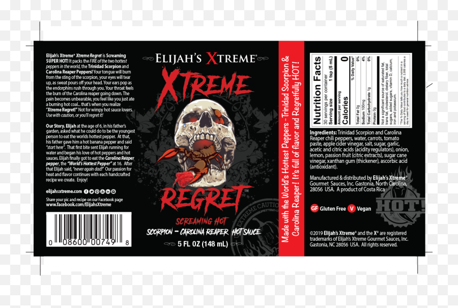 Xtreme Regret Trinidad Scorpion Hot Sauce Elijahu0027s Xtreme Emoji,Cane Emoji Copy And Paste