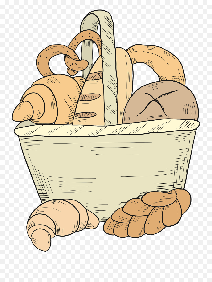 Basket With Bakery Clipart - Basket Of Bread Clipart Png Emoji,Basket Emoji