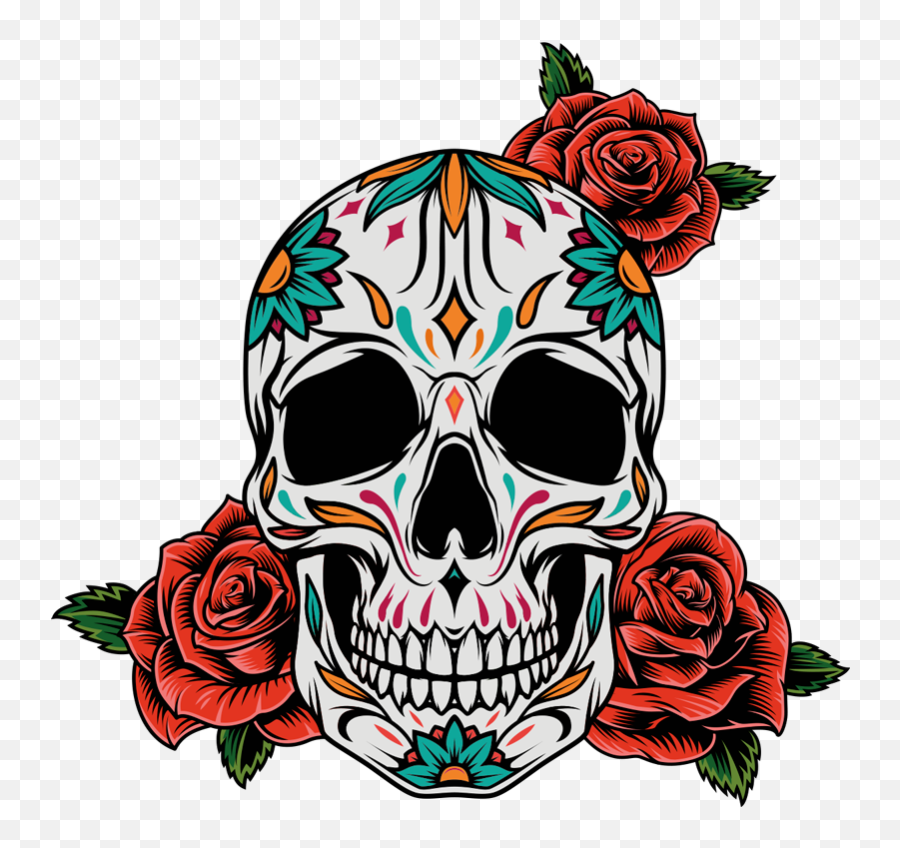 Mexican Style Floral Skull Halloween T - Shirt Dia De Los Muertos Rose Skull Emoji,Skeleton Emojis And Flower Emojis