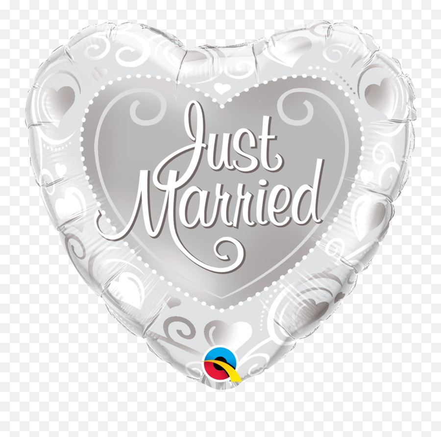 Download Hd Silver Just Married Hearts Foil Balloon - Balloon Emoji,Married Emoji