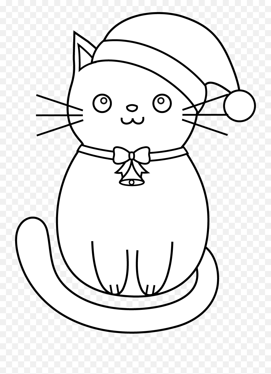 Printable Kitten Coloring Pages - Christmas Cat Clip Art Black And White Emoji,Hard Emoji Coloring Pages