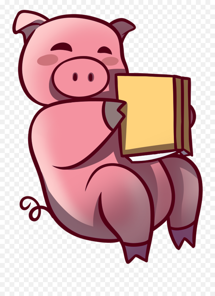 Pig Reading Book - Cartoon Clipart Full Size Clipart Emoji,Girl Pig Emoji