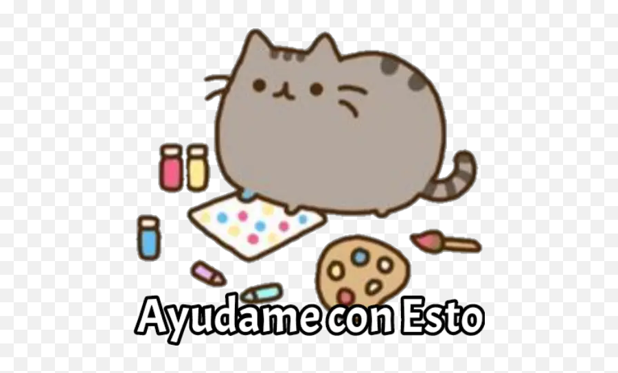 Mishi Kute Stickers For Whatsapp - Pusheen Painting Emoji,Emoji Ayudame