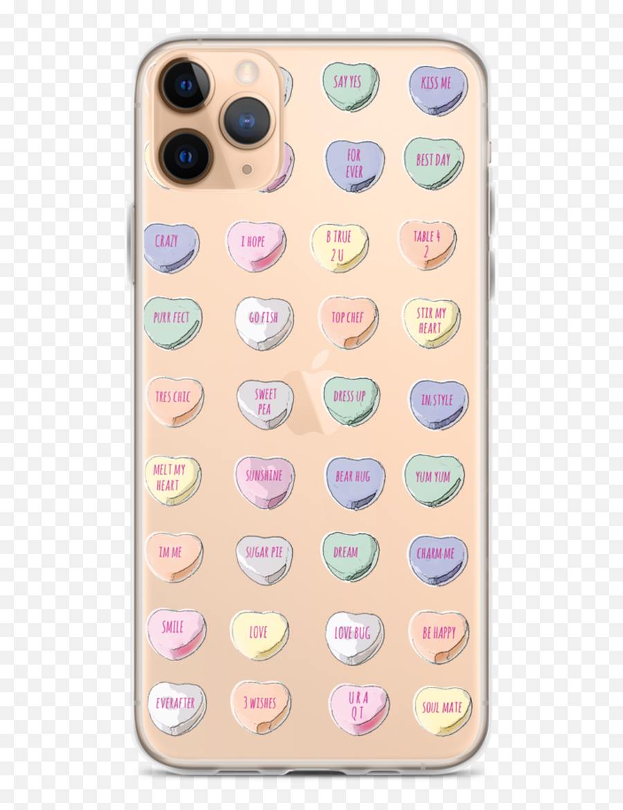 Candy Hearts Pattern Iphone Case - Cases By Kate Emoji,Crazy In Love Emoticon