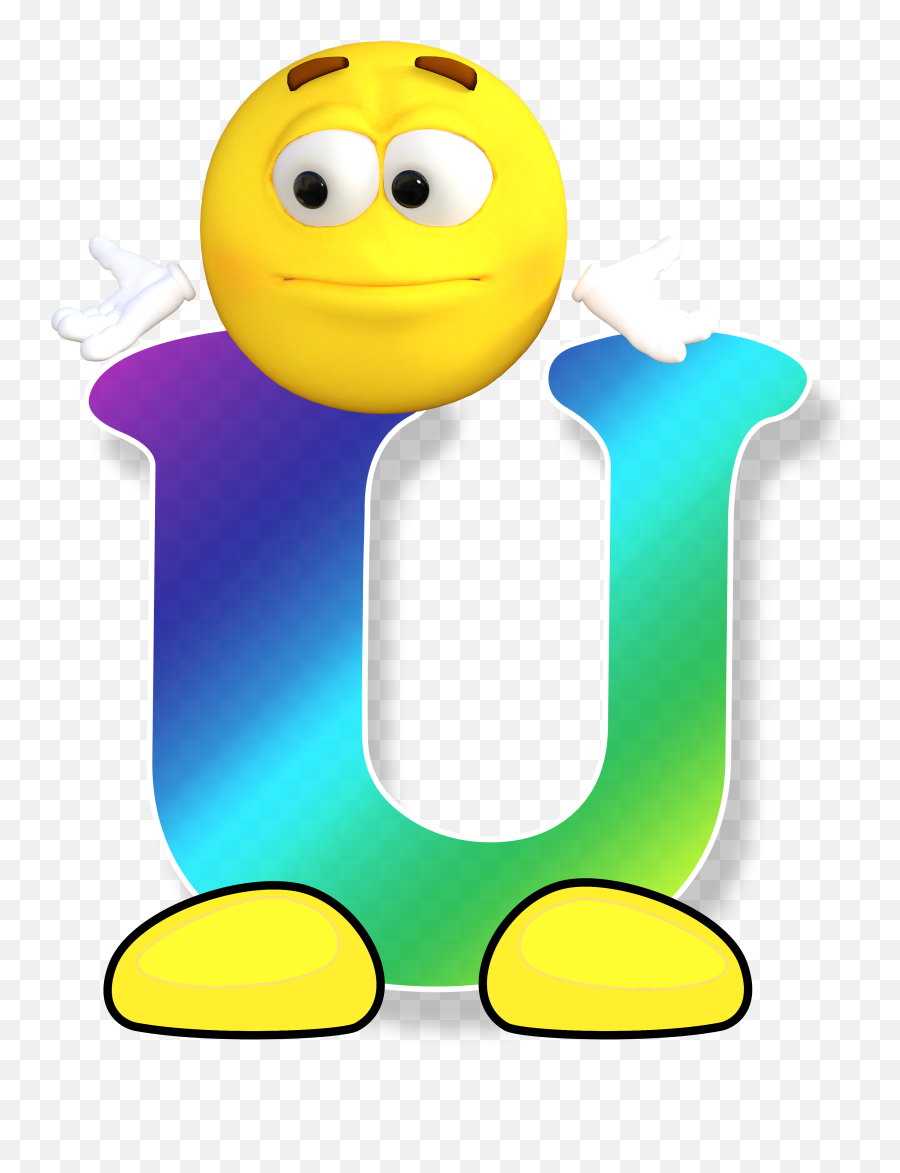 Letter U Alphabet Smiley Monogram Face - Smiling Face With U Letter Emoji,U Emoji