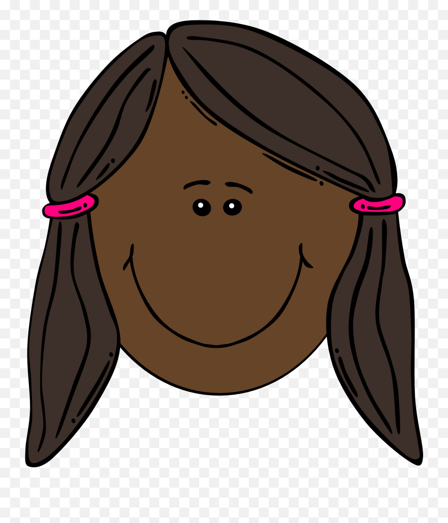 Cartoon Brown Girl Face With Dark Hair - Cartoon Girl Face Png Emoji,Cartoon Girl Emotions