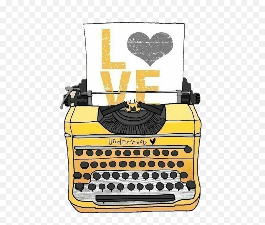 Love Typewriter Sticker - Vintage Retro Quadros Decorativos Emoji,Typewriter Emoji Hd