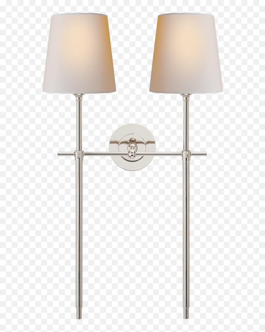 Bryant Large Double Tail Sconce In Polished Nickel With Emoji,2-light Emotions Floor Lamp, White Shade