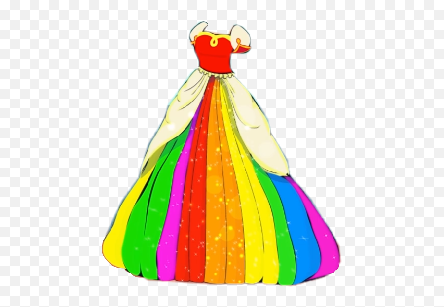 Dress Rainbow Classic Sticker By Anexfox - Traditional Emoji,Rainbow Emoji Dress