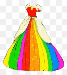 Dress Rainbow Classic Sticker By Anexfox - Traditional Emoji,Rainbow Emoji Dress