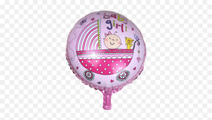 17 Inch Round Baby Girl In Stroller Balloon Pink - Happy Emoji,Diy Emoji Balloons