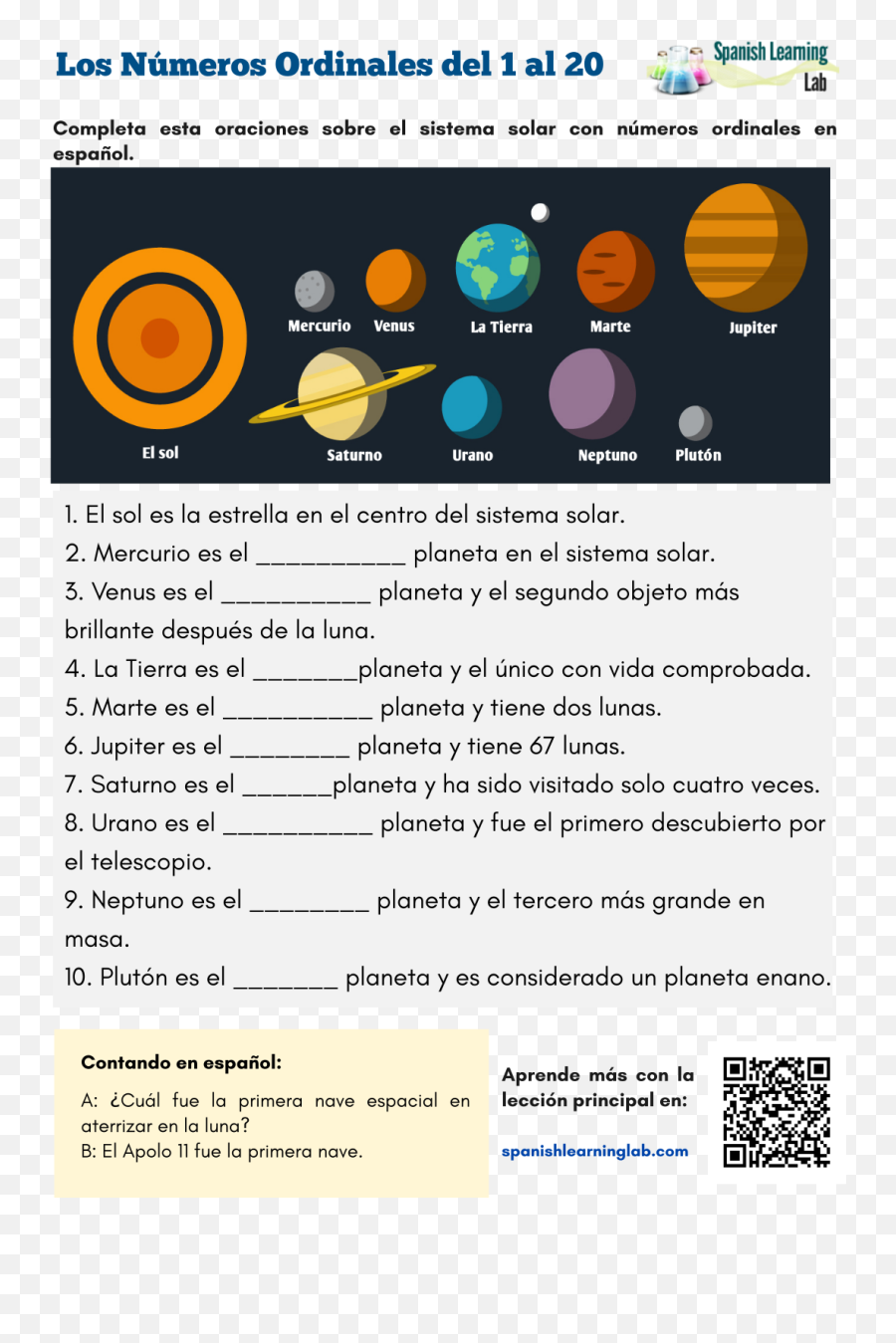 Ordinal Numbers In Spanish - Solar System Svg Free Emoji,Emotions Worksheet