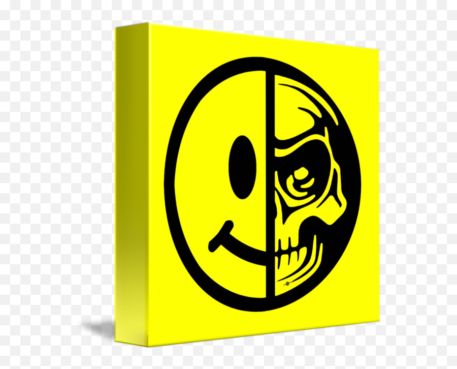 Smiley Face Skull Yellow Red By Tony Rubino - Smiley Face Skull Emoji,What Is The Emoticon With A Red Circle In The Yello Circle
