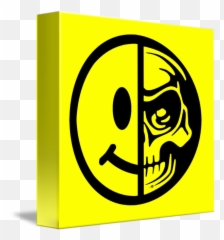 Smiley Face Skull Yellow Red By Tony Rubino - Smiley Face Skull Emoji,What Is The Emoticon With A Red Circle In The Yello Circle