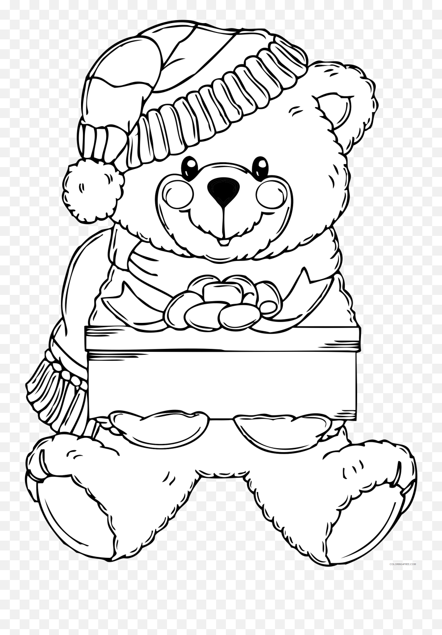 Christmas Bear Coloring Pages Christmas - Christmas Bear Clipart Black And White Emoji,Free Christmas Emojis For Thunderbird