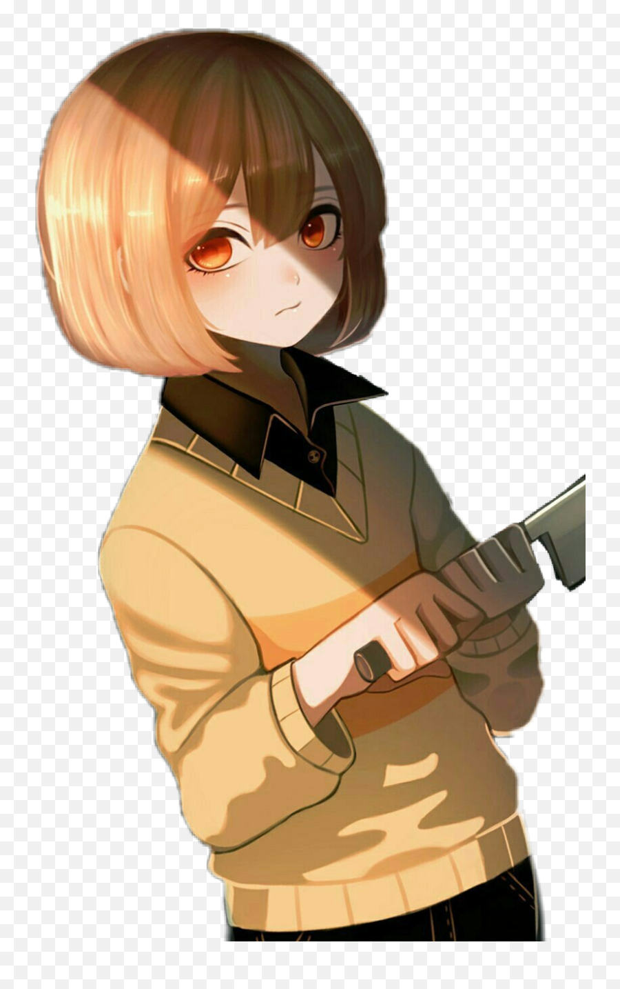 Chara Undertale Knife Sticker - Bob Cut Emoji,Chara Emoji