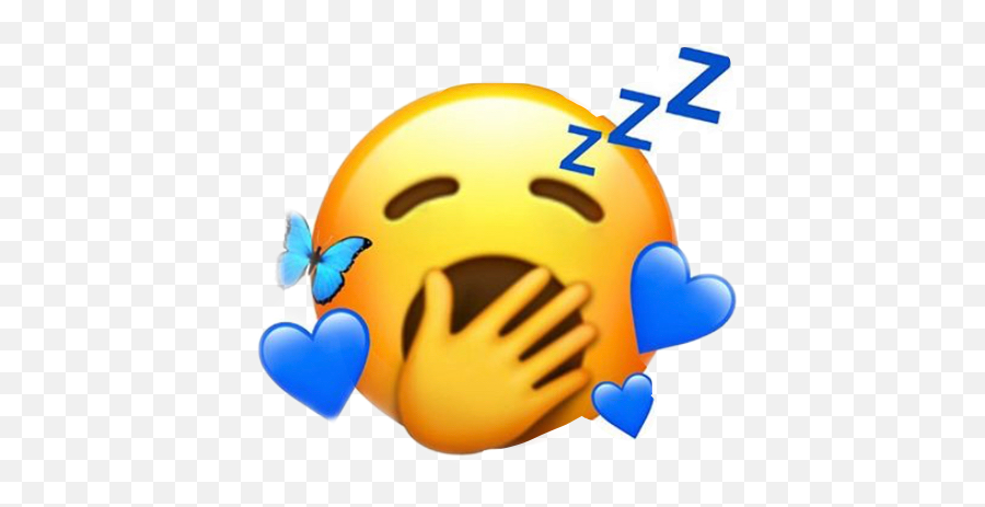 Emoji Blue Butterfly Sleepy Sticker By Brynleigh - Iphone Sleeping Emoji,Tired Emoji