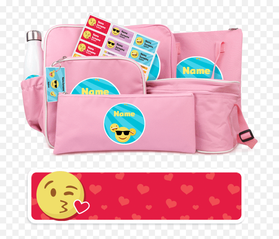 Bundle Pack Pink - Personalised Back2school Set For Teen Emoji,Pink Flamingo Emoji