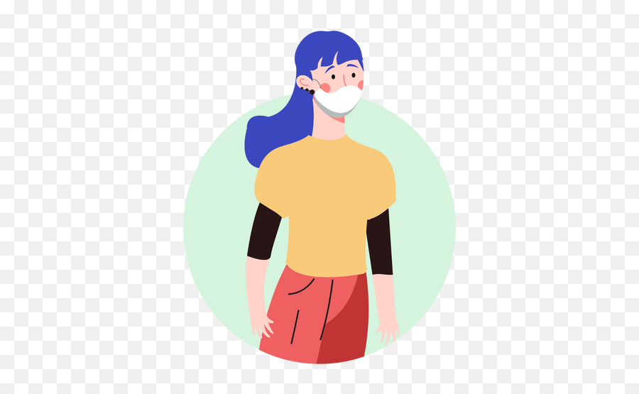 Blue Hair Girl With Facemask Character Transparent Png U0026 Svg Emoji,Emoji Girl With The Hand And Black Hair