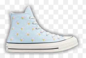 Wmns Chuck 70 High U0027embroidered Floral Print - Chambray Blue Emoji,Woman Waving Hi Emoji